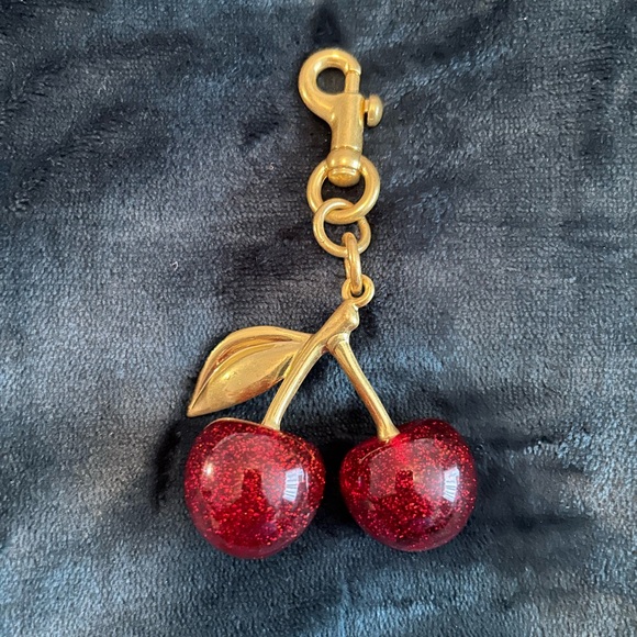 Cherry Bag Charm / Keychain with Gold Accents - Picture 4 of 5